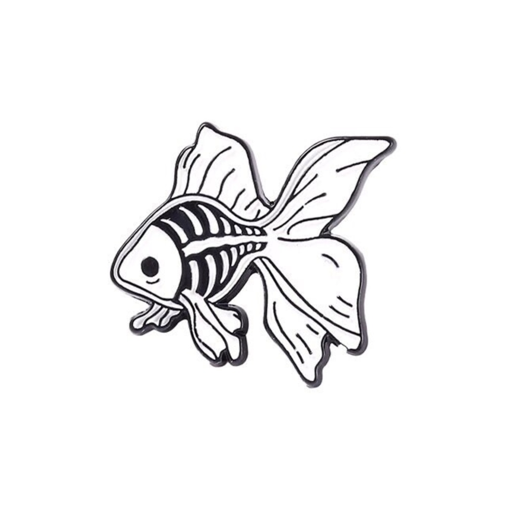 NWOT Skeleton Fish Enamel Pin